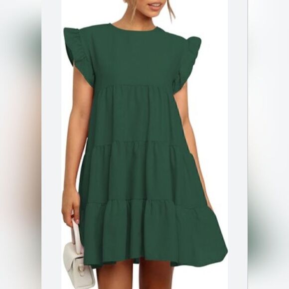 Kirundo Green Aline Swing Tier Dress - Picture 1 of 9